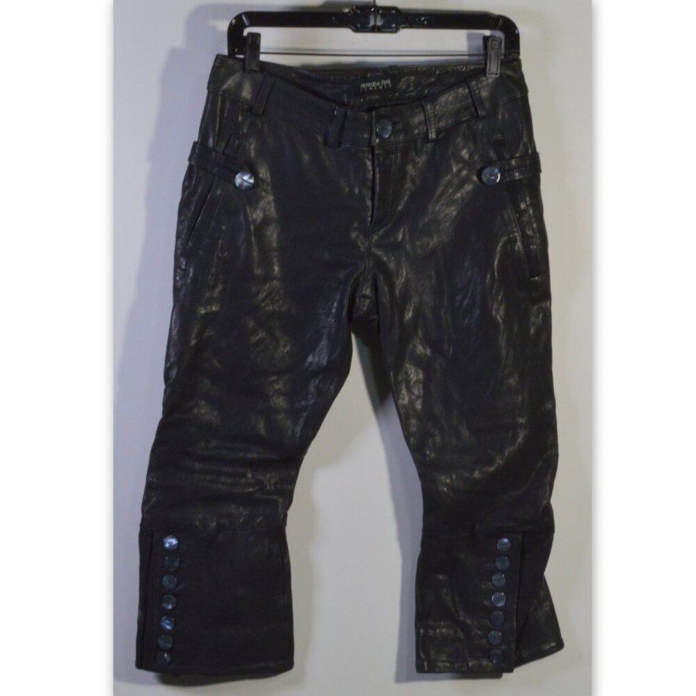 NWOT Patrizia Pepe Firenze Blue Leather Pants Size 42